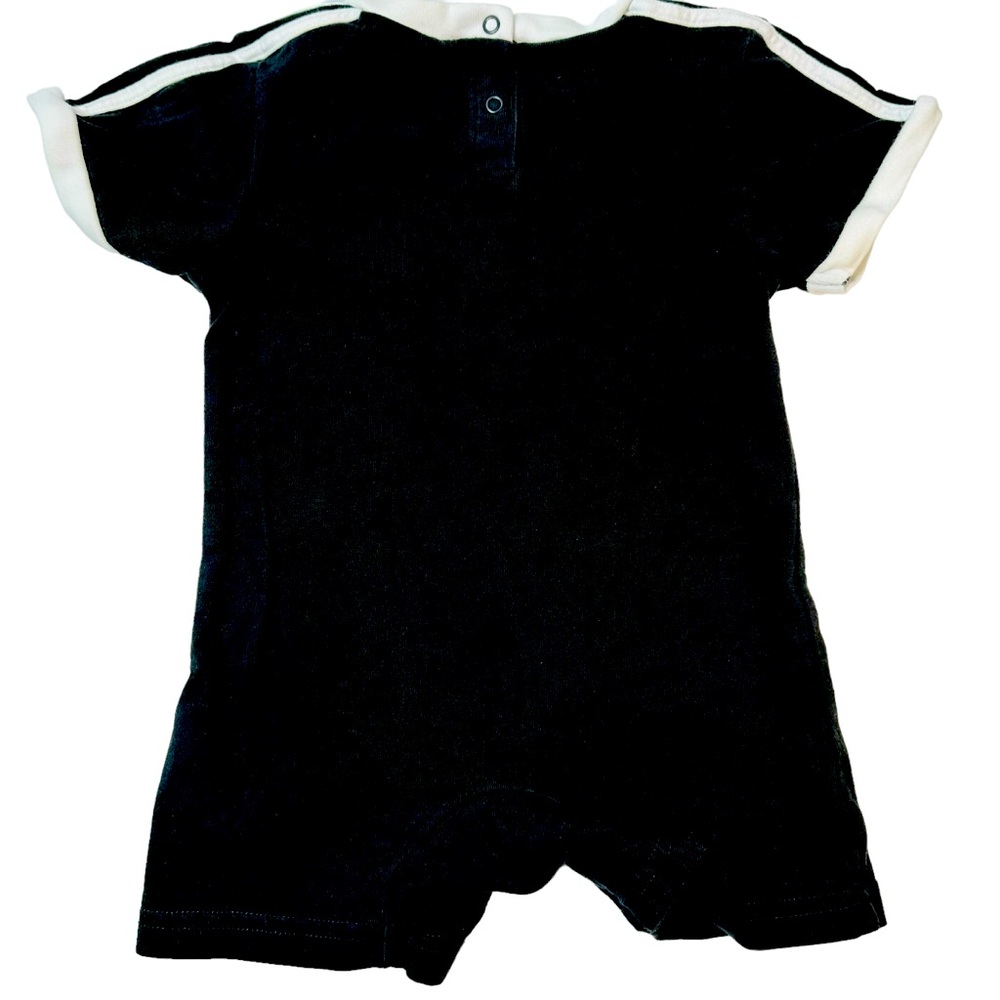 ADIDAS Baby Boy Size 12 Months 3 Stripe Short Sleeve Romper. Super Cute 🥰 - Picture 2 of 3